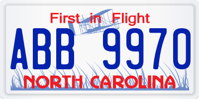 NC license plate ABB9970