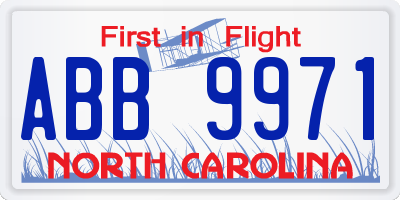NC license plate ABB9971