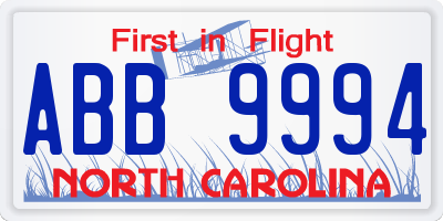 NC license plate ABB9994