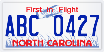 NC license plate ABC0427