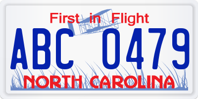 NC license plate ABC0479