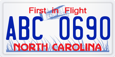 NC license plate ABC0690