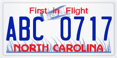 NC license plate ABC0717