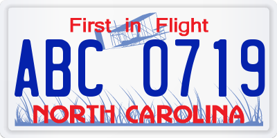 NC license plate ABC0719