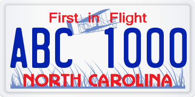 NC license plate ABC1000
