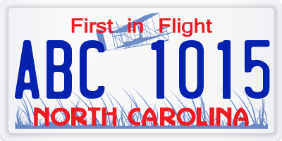 NC license plate ABC1015