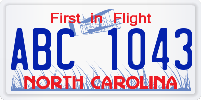 NC license plate ABC1043