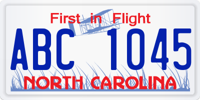 NC license plate ABC1045