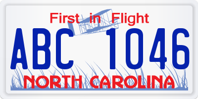 NC license plate ABC1046