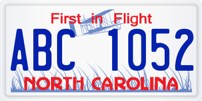 NC license plate ABC1052