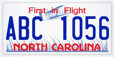 NC license plate ABC1056