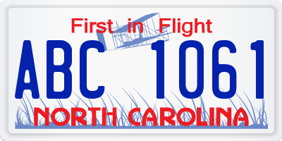 NC license plate ABC1061