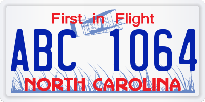 NC license plate ABC1064