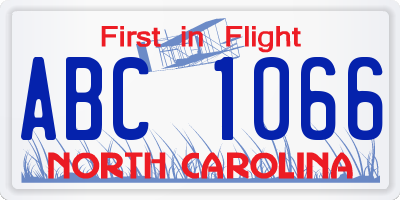 NC license plate ABC1066