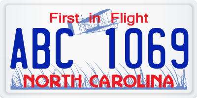 NC license plate ABC1069