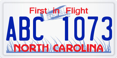 NC license plate ABC1073