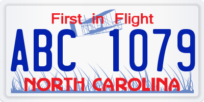 NC license plate ABC1079