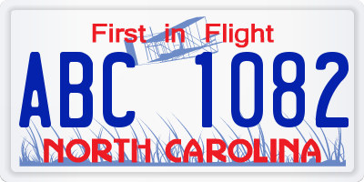 NC license plate ABC1082