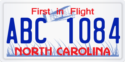 NC license plate ABC1084