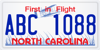 NC license plate ABC1088