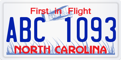 NC license plate ABC1093