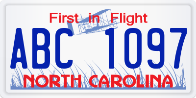 NC license plate ABC1097