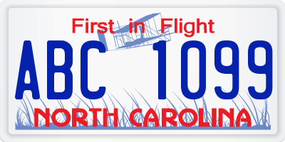 NC license plate ABC1099