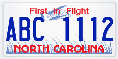 NC license plate ABC1112