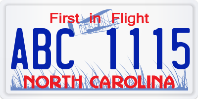 NC license plate ABC1115