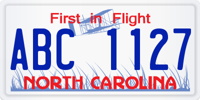NC license plate ABC1127