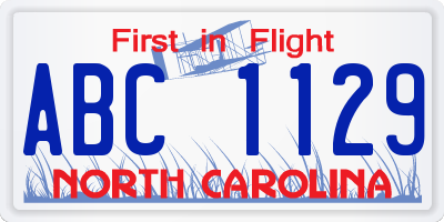 NC license plate ABC1129