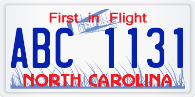 NC license plate ABC1131