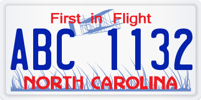 NC license plate ABC1132