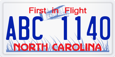 NC license plate ABC1140