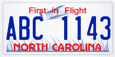 NC license plate ABC1143