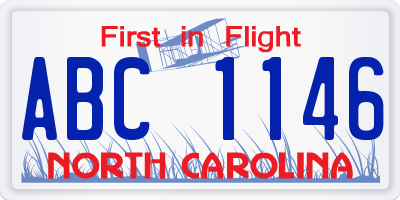 NC license plate ABC1146