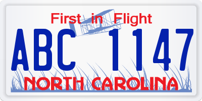 NC license plate ABC1147