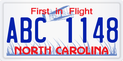 NC license plate ABC1148