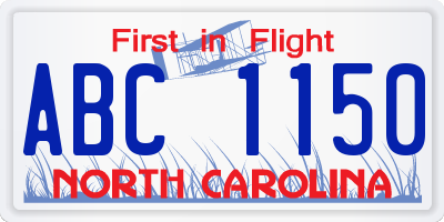 NC license plate ABC1150