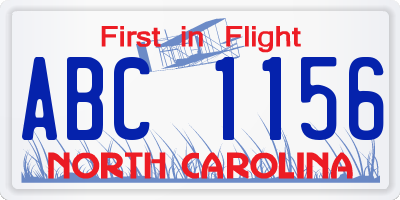 NC license plate ABC1156