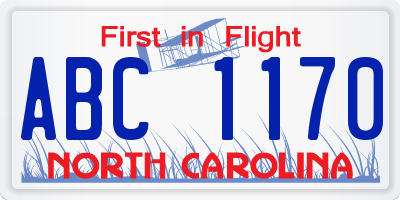 NC license plate ABC1170