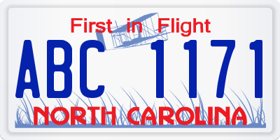 NC license plate ABC1171