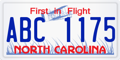 NC license plate ABC1175