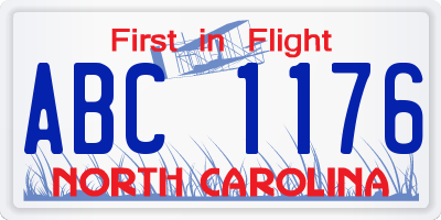 NC license plate ABC1176