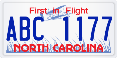 NC license plate ABC1177