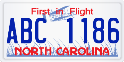 NC license plate ABC1186