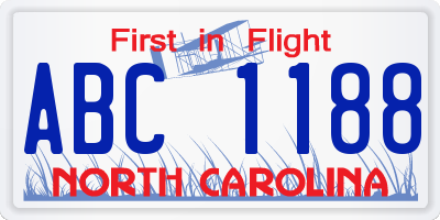 NC license plate ABC1188