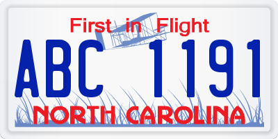 NC license plate ABC1191