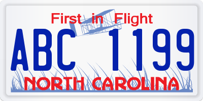 NC license plate ABC1199