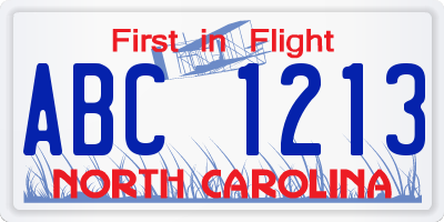NC license plate ABC1213